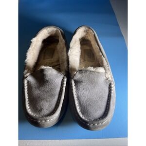 UGG Ansley Women's Size 7 US Gray Suede Shearling Sheepskin Slip On Shoes 3312